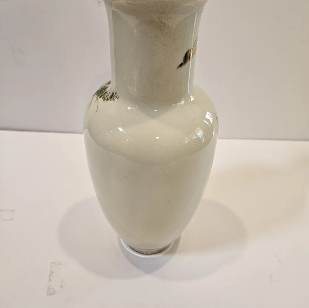 Vintage Japanese Vase Decorated With Flowers.